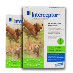 12 MONTH Interceptor For Dogs 11-25lbs and Cats 1.5-6lbs